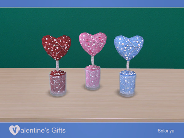 Sims 4 — Valentine's Gifts. Heart with Pearls by soloriya — Heart with pearls with a stem in a glass. Part of Valentine's
