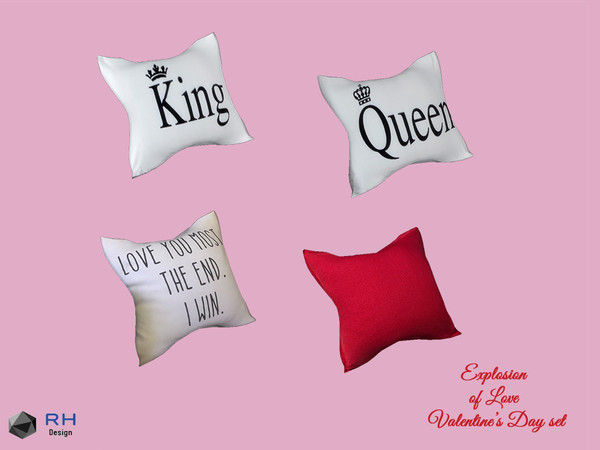 Sims 4 — HVD Pillows by RightHearted — The perfect Valentine's or just married gifts! 100% natural cotton linen.