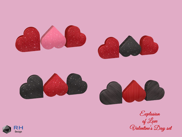 Sims 4 — HVD 3 Hearts Decor by RightHearted — Add a little sparkle to your home on Valentine's Day with these heart