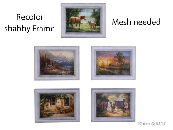 Sims 4 — Bedroom Country - Painting Recolor Frame Shabby by ShinoKCR — Mesh needed!!! This is a Recolor only!