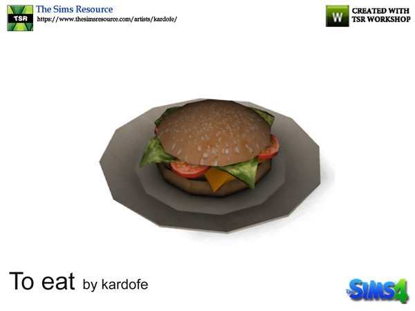 Sims 4 — kardofe_To eat 1_Cheeseburger by kardofe — Hamburger with cheese, lettuce and tomato, decorative 