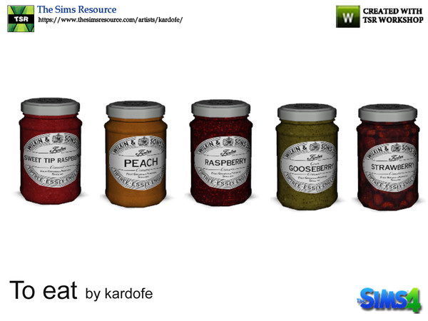 Sims 4 — kardofe_To eat 1_Jam by kardofe — Jam jar in five different, decorative flavors 