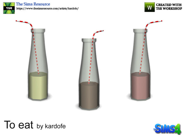 Sims 4 — kardofe_To eat 1_Milk shake by kardofe — Bottle with shake and straw, in three different flavors, decorative 