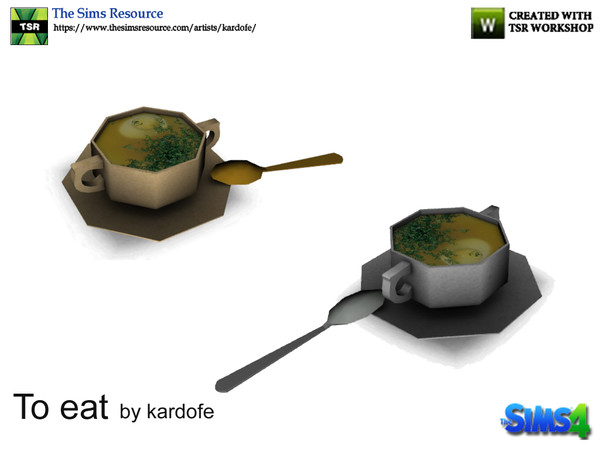 Sims 4 — kardofe_To eat 1_Soup by kardofe — Bowl with hot soup, with plate and spoon, decorative 