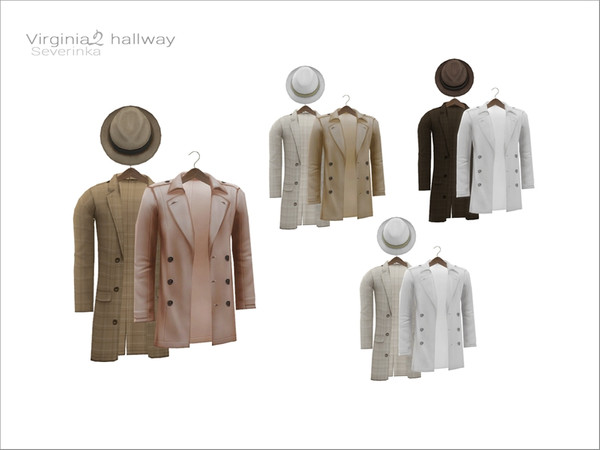 Sims 4 — [Virginia II hallway] - two coats and hat by Severinka_ — Two coats and hat on the wall From the set 'Virginia