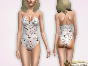 Sims 3 — One-Piece Floral-Print Swimsuit by Harmonia — one color not-recolorable