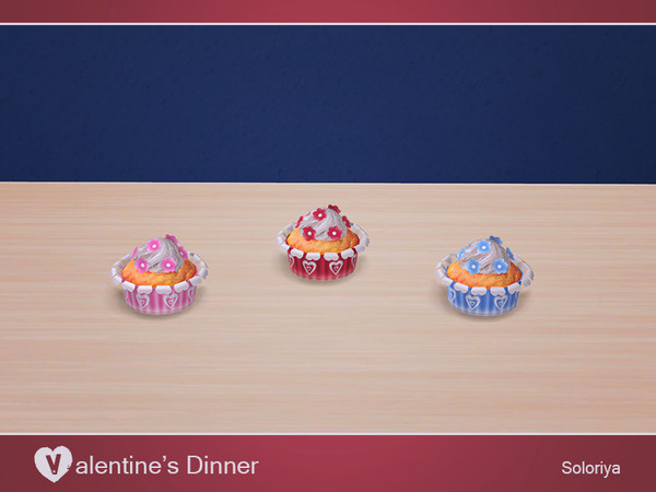 Sims 4 — Valentine's Dinner. Cupcake with Flowers by soloriya — Cupcake with flowers. Part of Valentine's Dinner set. 3