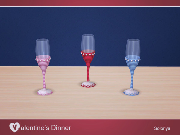 Sims 4 — Valentine's Dinner. Wine Glass She by soloriya — Wine glass She with lace and pearls. Part of Valentine's Dinner