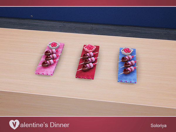 Sims 4 — Valentine's Dinner. Dessert by soloriya — Dessert with raspberry and marshmallow on a tray. Part of Valentine's