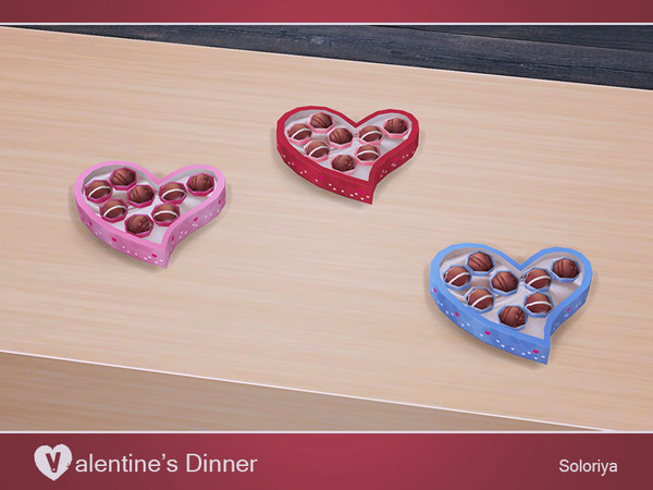 Sims 4 — Valentine's Dinner. Candies  by soloriya — Chocolate candies in a heart box. Part of Valentine's Dinner set. 3