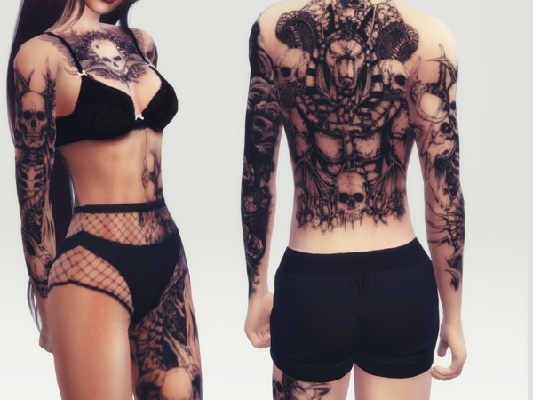 Sims 4 — Body Tattoo #2 by Reevaly — 3 Swatches. For Male and Female. Teen to Elder.