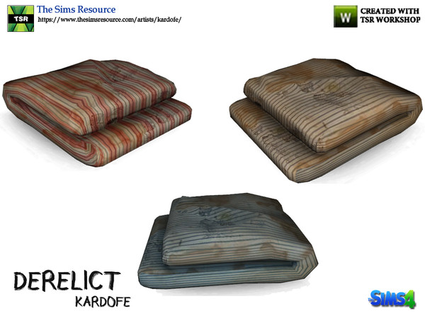 Sims 4 — kardofe_Derelict_Folded mattress by kardofe — Disgusting dirty and broken mattress, in three color options 