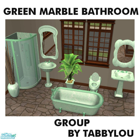 Sims 2 — TL - Pastel Green Marble Bathroom by TabbyLou — Pastel Green Marble recolor of Maxis & Match This Toilet