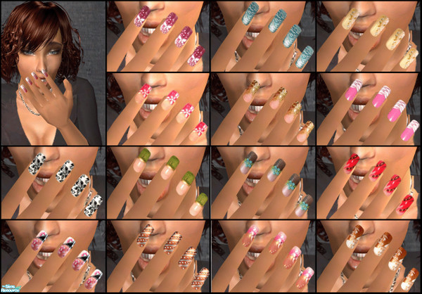 Sims 2 — Nail Art Design Set 02 by Technomicky — This set contains 15 different Nail Art Designs. You need to download