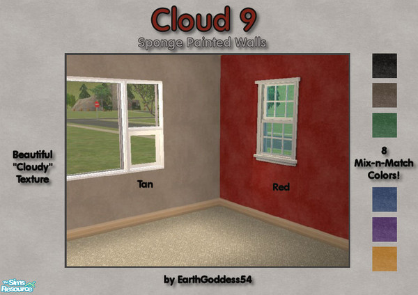 Sims 2 — Cloud 9 by EarthGoddess54 — A vibrant collection of handpainted walls in a spongy textured finish & with