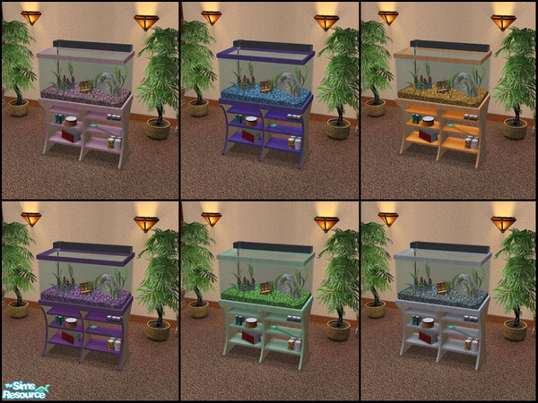 Sims 2 — Aquabox Aquarium Recolours by LadyMinion — 6 pleasant recolours of the Aquabox Aquarium - Beech, Blue, Green,