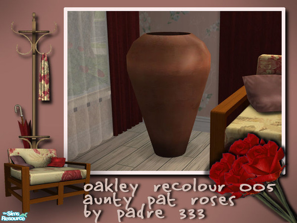 Sims 2 — Oakley Rose - Vase by Padre — Recolour number 5 of the Oakley set. Red roses upon cream fabrics with a kitsch