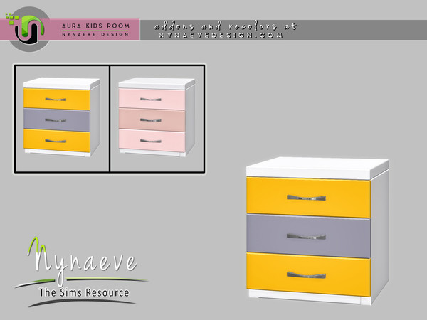 Sims 4 — Aura Kids Nightstand by NynaeveDesign — Aura Kids Room - Nightstand Located in: Surfaces - Accent Tables Kids -