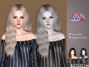 Sims 3 — Blossom ( Hair 37 V2) by TsminhSims — - New meshes - All LODs - Smooth bone assigned