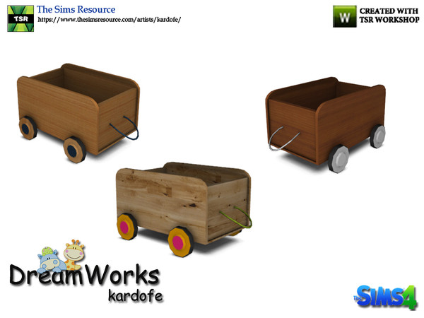 Sims 4 — kardofe_DreamWorks_Trolley by kardofe — Wooden trolley with support points inside, which allows us to put toys