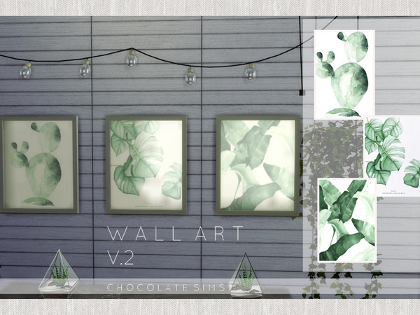 Sims 4 — Wall Art V.2  by MissSchokoLove — Beautiful houseplants watercolors. Make your home a bit fresher with these