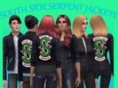 Sims 4 — South Side Serpent Jackets by YourNewMom — A set of 3 base game recolors with the South Side Serpent patch on