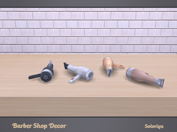 Sims 4 — Barber Shop Decor. Hairdryer by soloriya — Decorative hairdryer. Part of Barber Shop Decor set. 4 color
