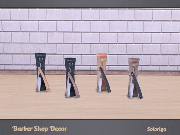 Sims 4 — Barber Shop Decor. Straight Razor and Scroll by soloriya — Straigh razor with a scroll in one mesh. Part of