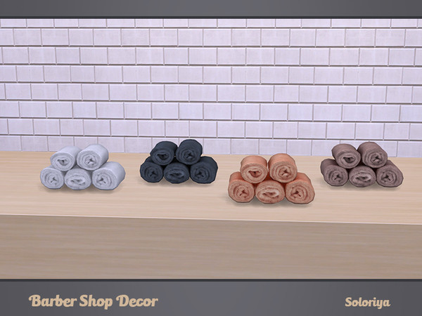 Sims 4 — Barber Shop Decor. Towels by soloriya — Five towels in one mesh. Part of Barber Shop Decor set. 4 color