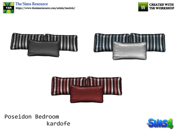 Sims 4 — kardofe_Poseidon Bedroom_Cushions by kardofe — Set of three cushions to place on the bed, no need trick, in