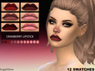 Sims 4 — Cranberry Lipstick - SugarGlow by SugarGlow — Cranberry Lipstick: -12 Swatches -Matte Lipstick -For Female Thank
