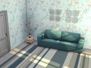 Sims 4 — Floral Wallpaper by Toadling — Pastel green floral wallpaper.