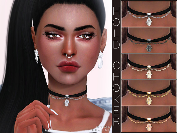 Sims 4 — Hold Choker by Pralinesims — Choker in 10 colors.
