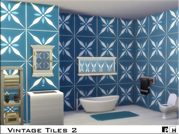 Sims 4 — Vintage Tiles 2 by Pinkfizzzzz — Beautiful walls for your beautiful sims homes. 4 different styles in 3
