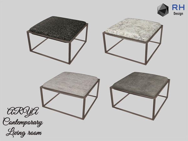 Sims 4 — ARYA Velvet Ottoman Coffee table by RightHearted — This nice looking ottoman coffee table that has a metal frame