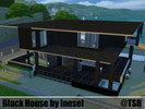 Sims 4 — Black House by Inesel — Small house with a kitchen, sitting areas, bathroom; 4 bedrooms and 3 bathrooms. Pool