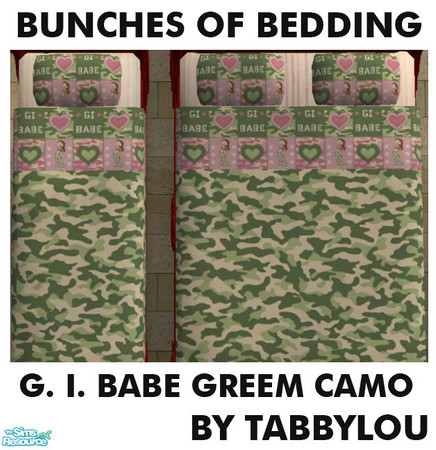 Sims 2 — TL - Kids Bedding GI Babe Green Camo by TabbyLou — GI Babe, Green Camo bedding for Bunches of Bedding Group 3