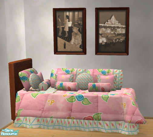 Sims 2 — Maxis bedding match RC 17 -Girl Pink by Simaddict99 — Pillows recolor to match Maxis pink quilted girl bedding.
