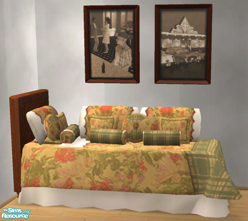 Sims 2 — Maxis bedding match RC 14- Orange floral by Simaddict99 — Pillows recolor to match Maxis orange floral bedding.