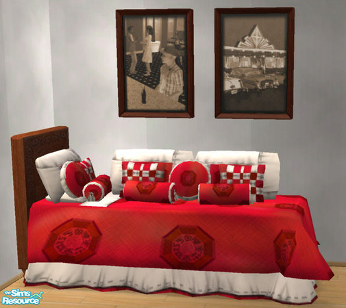 Sims 2 — Maxis bedding match - RC 12 Red Asian by Simaddict99 — Pillows recolor to match Maxis red Asian bedding. This