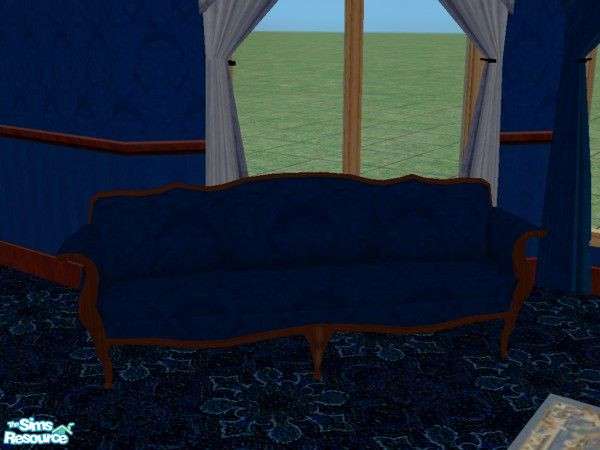 Sims 2 — Victorian Drawing  Room Blue - Sofa by fizz bomb — a beautiful victorian dark blue sofa matches one of the