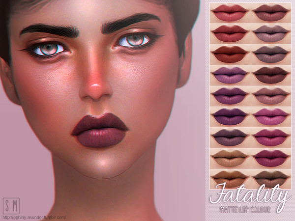 Sims 4 — [ Fatality ] - Matte Lip Colour by Screaming_Mustard — A new matte lip colour. For females, teen +. With custom