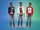 Sims 4 — Rapper Printed Long Sleeved T-Shirts by luciestan — Six styles of the base game long sleeved t-shirt, with a