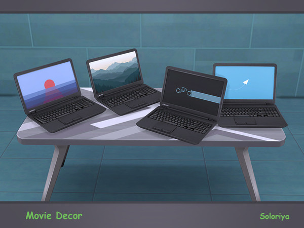 Sims 4 — Movie Decor. Laptop by soloriya — Decorative laptop. Part of Movie Decor set. 4 color variations. Category: