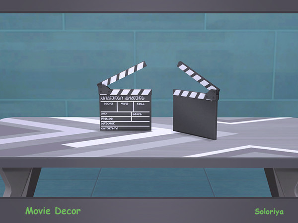 Sims 4 — Movie Decor. Clapboard by soloriya — Decorative clapboard. Part of Movie Decor set. 1 color variation. Category: