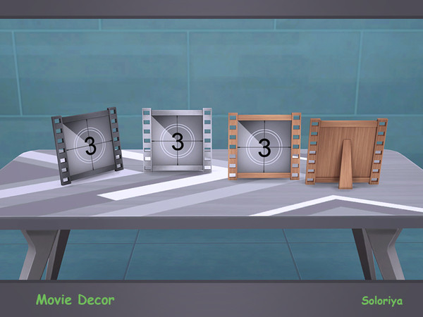 Sims 4 — Movie Decor. Film Countdown by soloriya — Film countdown in a frame. Part of Movie Decor set. 3 color