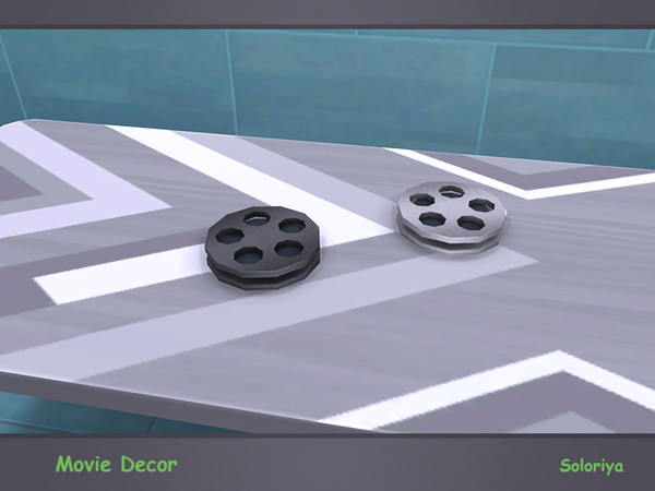 Sims 4 — Movie Decor. Bobbin by soloriya — Bobbin with a film reel. Part of Movie Decor set. 2 color variations.