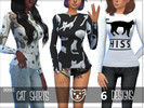 Sims 4 — Cat Shirts [6 Designs] by SimsNonkie — 6 Beautiful Cat shirts for adult Females! Mesh included.