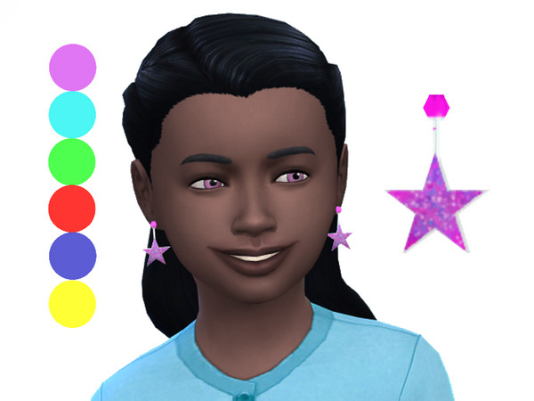 Sims 4 — Star Earrings by ladyfancyfeast — This pair of star drop earrings shimmer extra bright. The silver-tone earrings