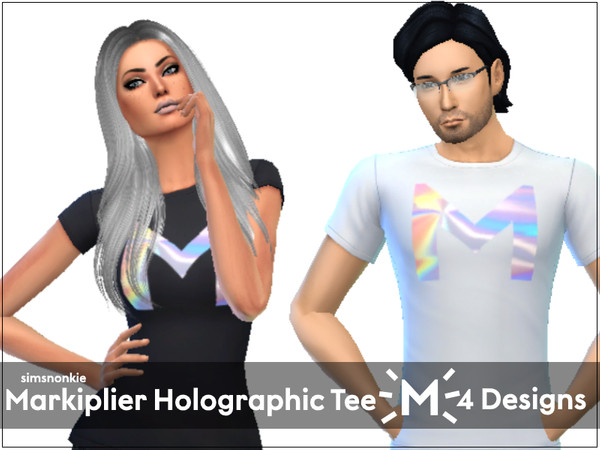 Sims 4 — Markiplier Holographic Tees [4 Designs] by SimsNonkie — 4 Markiplier Holographic Tees Includes female and male
